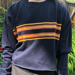 Cropped Blue Garage Swearer With Yellow Stripes